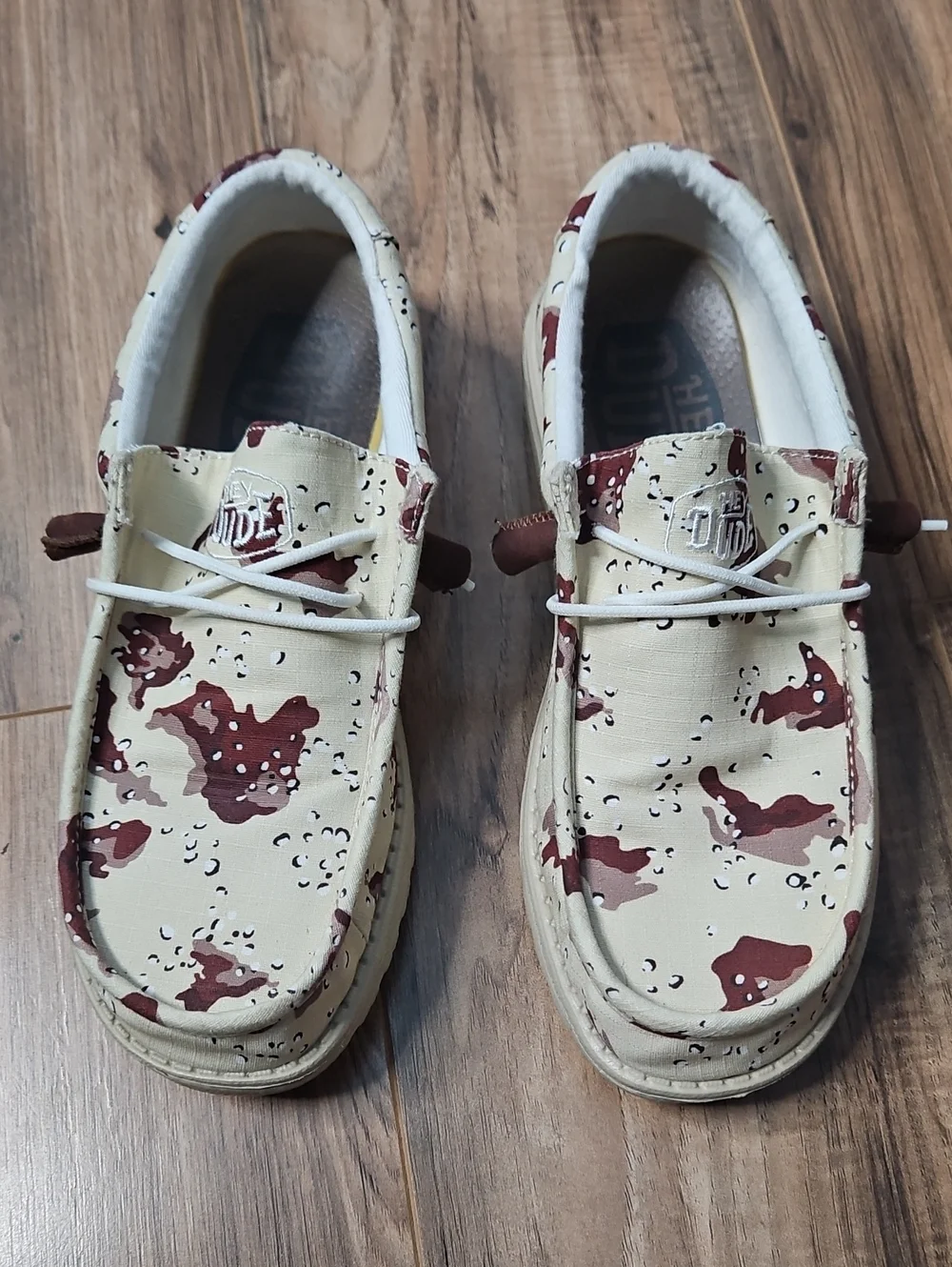 Hey Dude Men's Slip-On Loafers in Cream & Brown Desert Camo 8